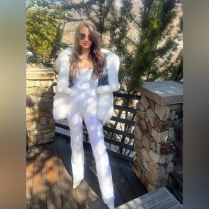 Full look: corset and pants and white jacket